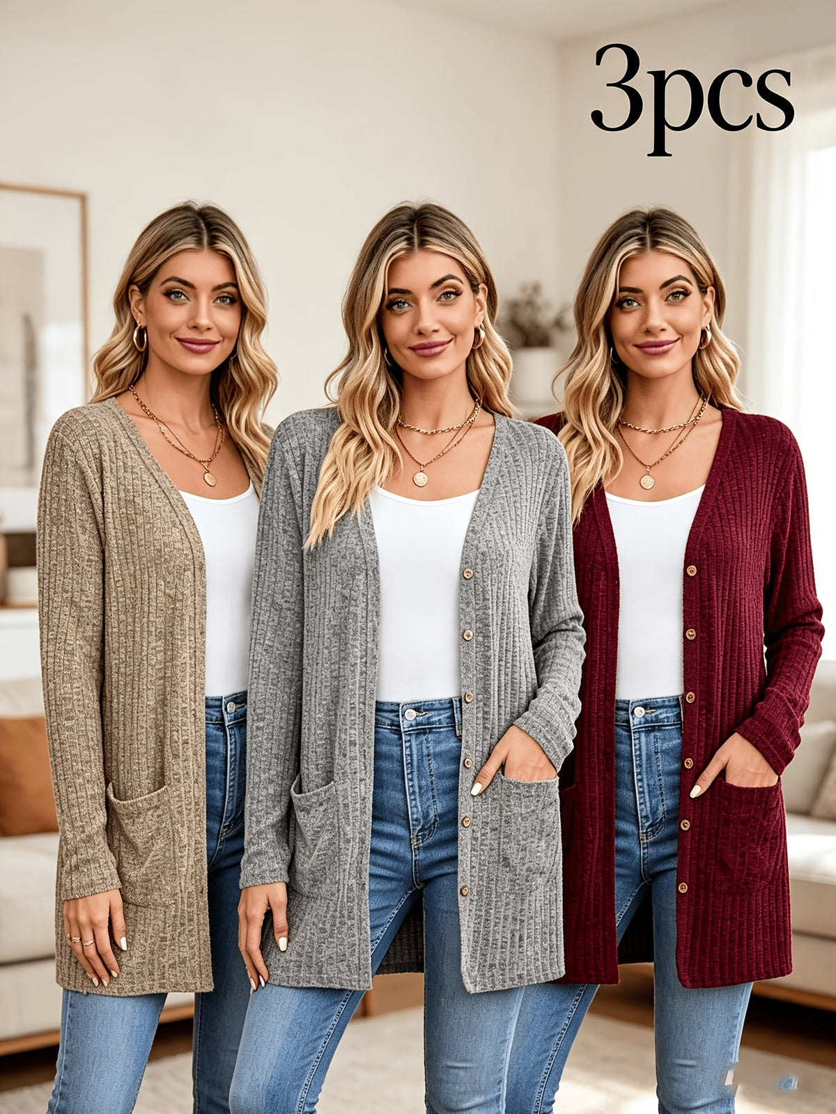 Fall Women's Clothing Sunken Stripe Solid Color Long Sleeve Women's Sweater NorixaFashion.com