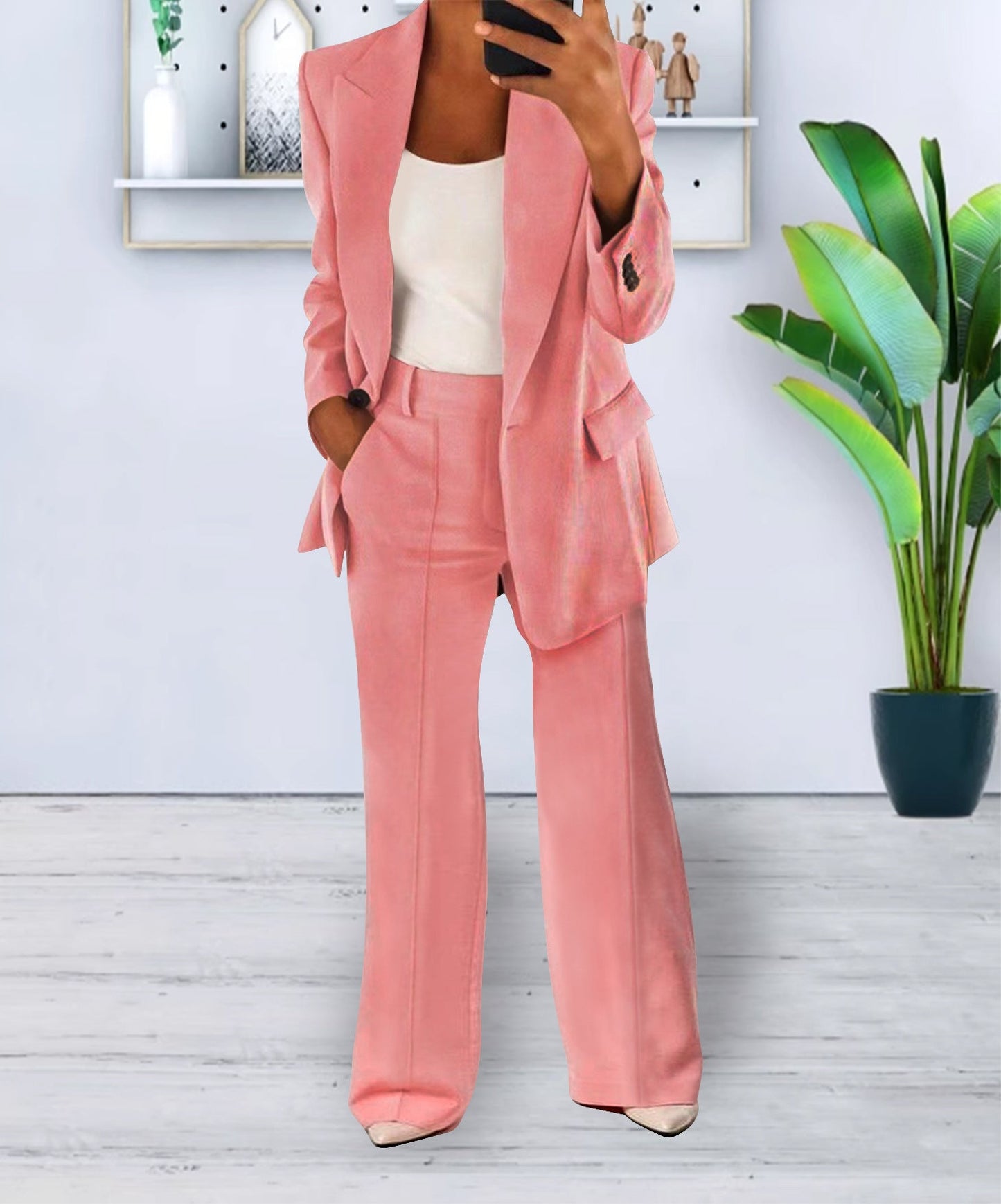 Women's Casual Blazer Suit  Two Piece Business Office Wear Set Fit Jacket And Pants NorixaFashion.com