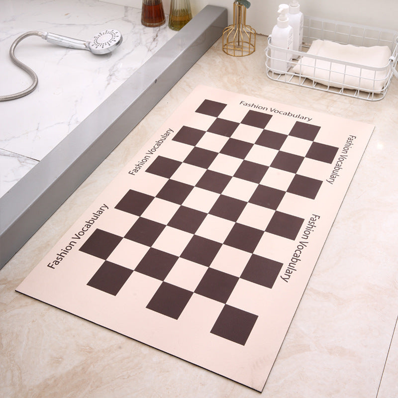 Checkerboard Floor Mat Soft Diatom Mud Absorbent Non-Slip