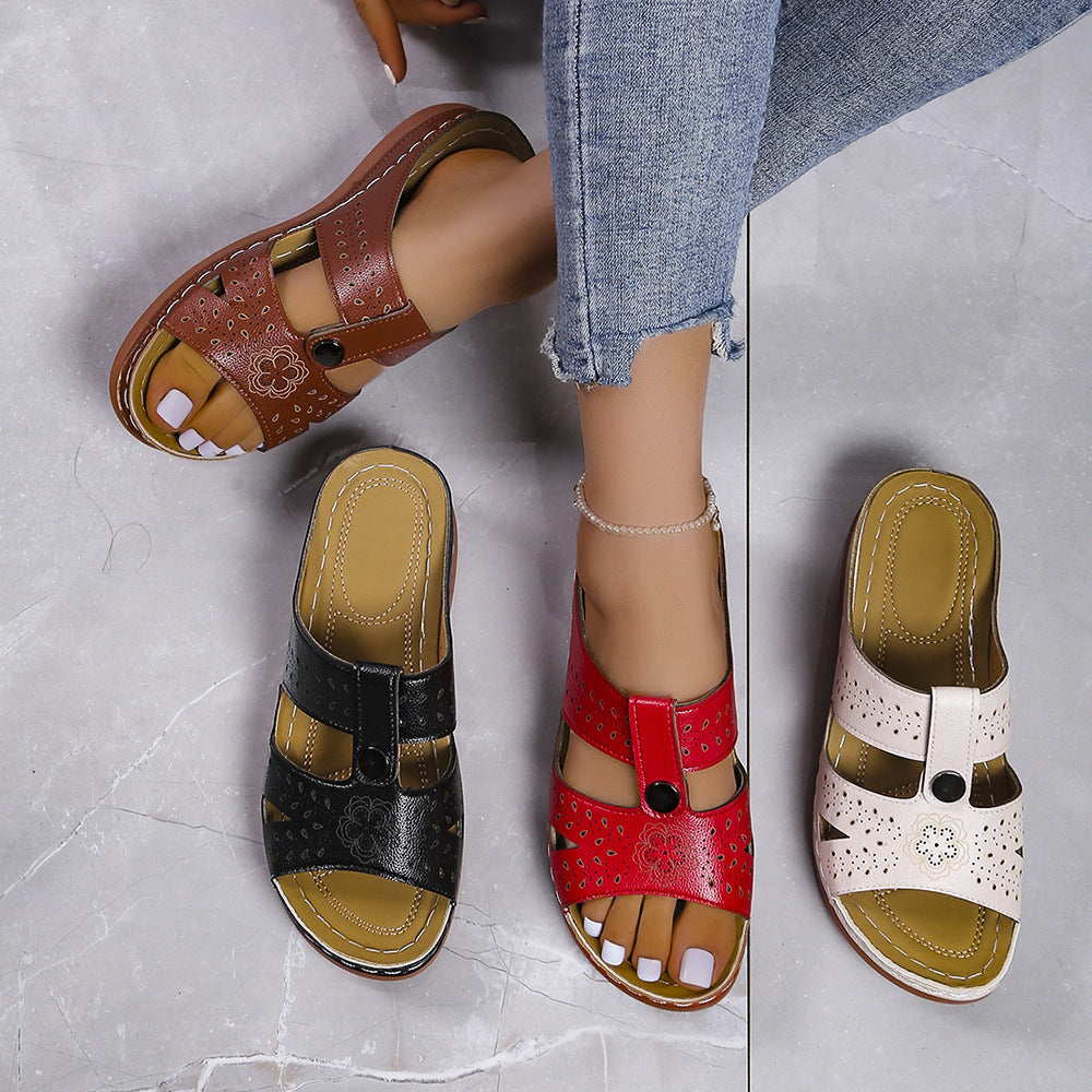 Women's European And American Wedge Heel Flat Sandals LadyShow.Store