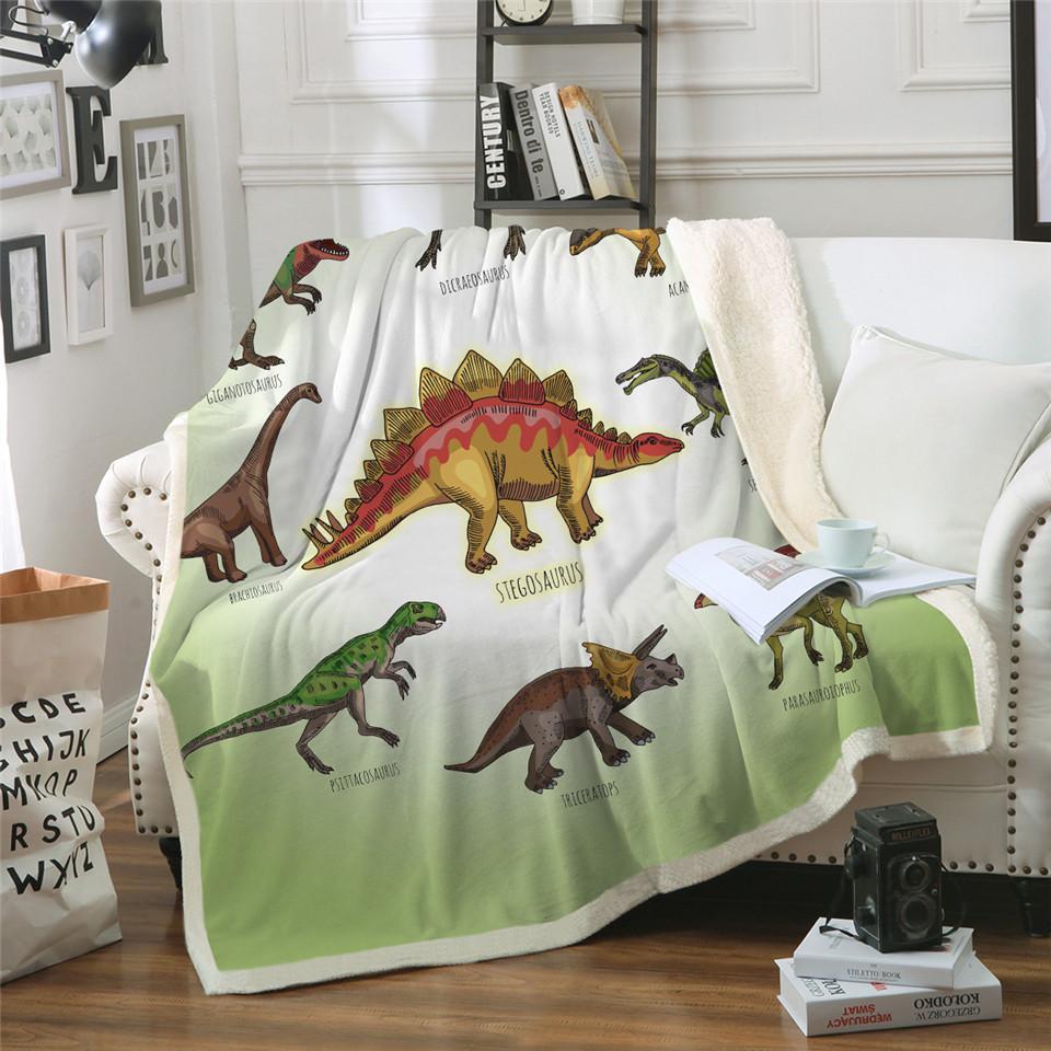 Kids Children Dinosaur Fluffy Soft Cotton Blanket Jurassic Cartoon Boys Girl Throw Blankets For Beds Home Textile Bedding Outlet