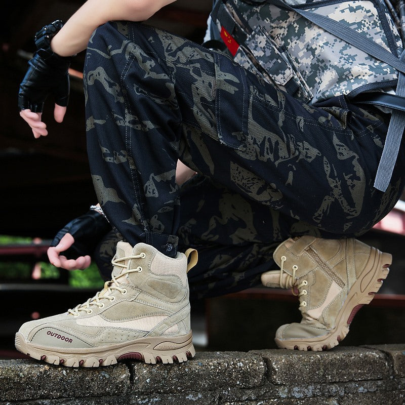 Mountaineering Work Shoes High-Top Lace-Up Mid-Tube Martin Boots LadyShow.Store