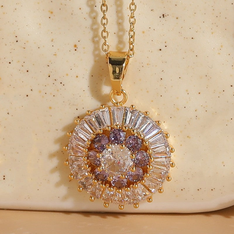 Flower Zircon Dignified Pendant Necklace CJD2