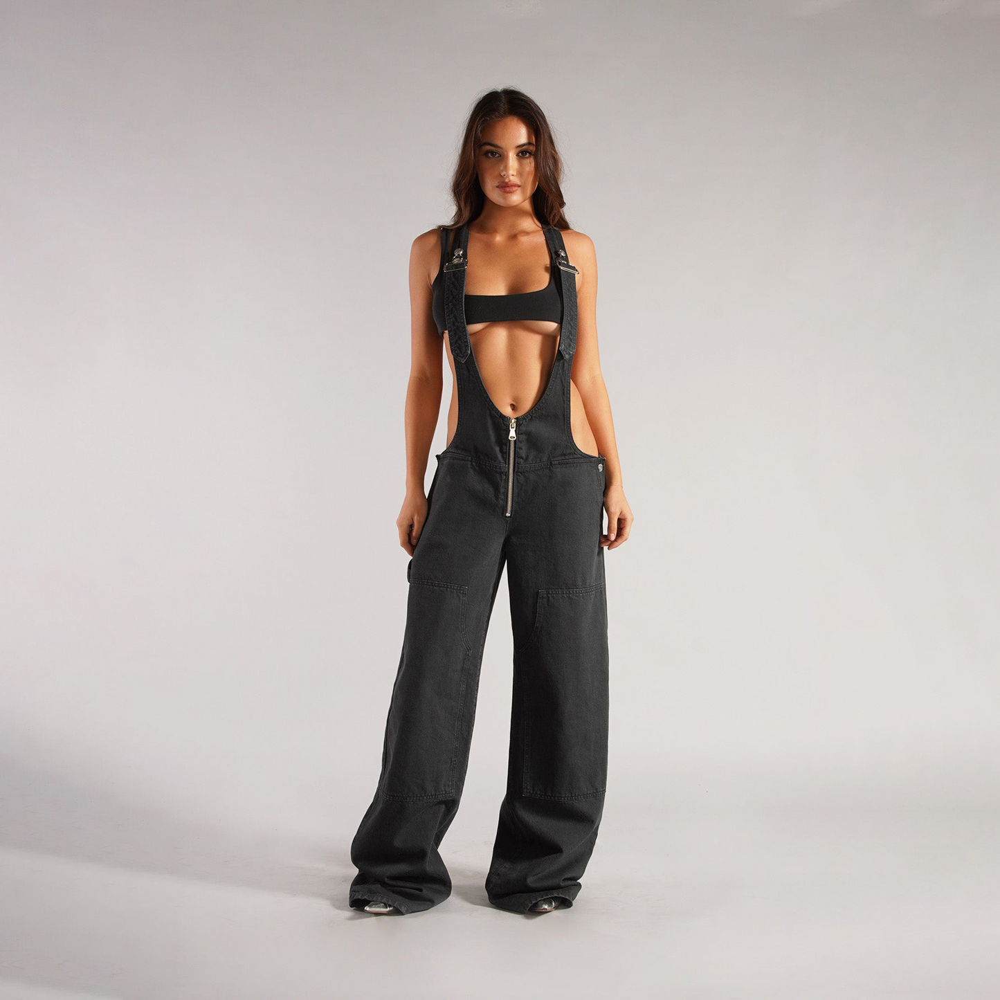 Loose Fit Denim Overalls Pi-Mart