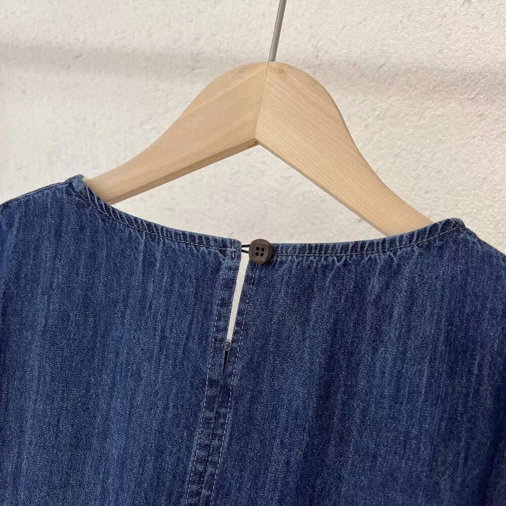 Mid-length Sleeveless Denim Dress Women NorixaFashion.com