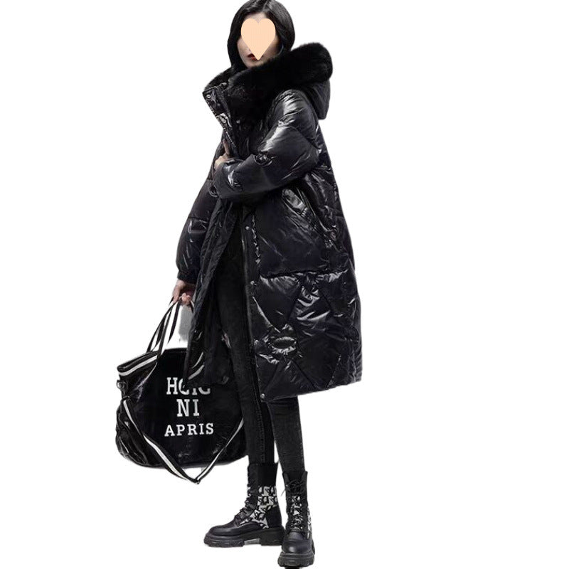 Korean Style Loose Plus Size Thickened Padded Jacket Women's Hooded Large Fur Collar Best YouTube Store
