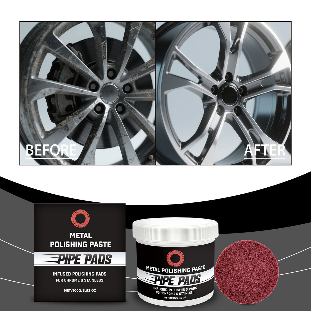Metal Polishing Care Kit 1 00g Bottle-1 Sponge Pad 1Box Tri Light Beauty