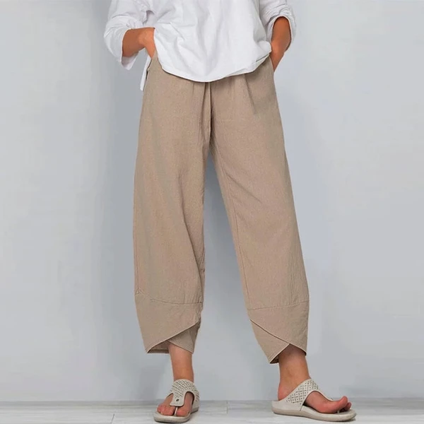 Wide Leg Pants Loose Casual Cotton Linen NorixaFashion.com
