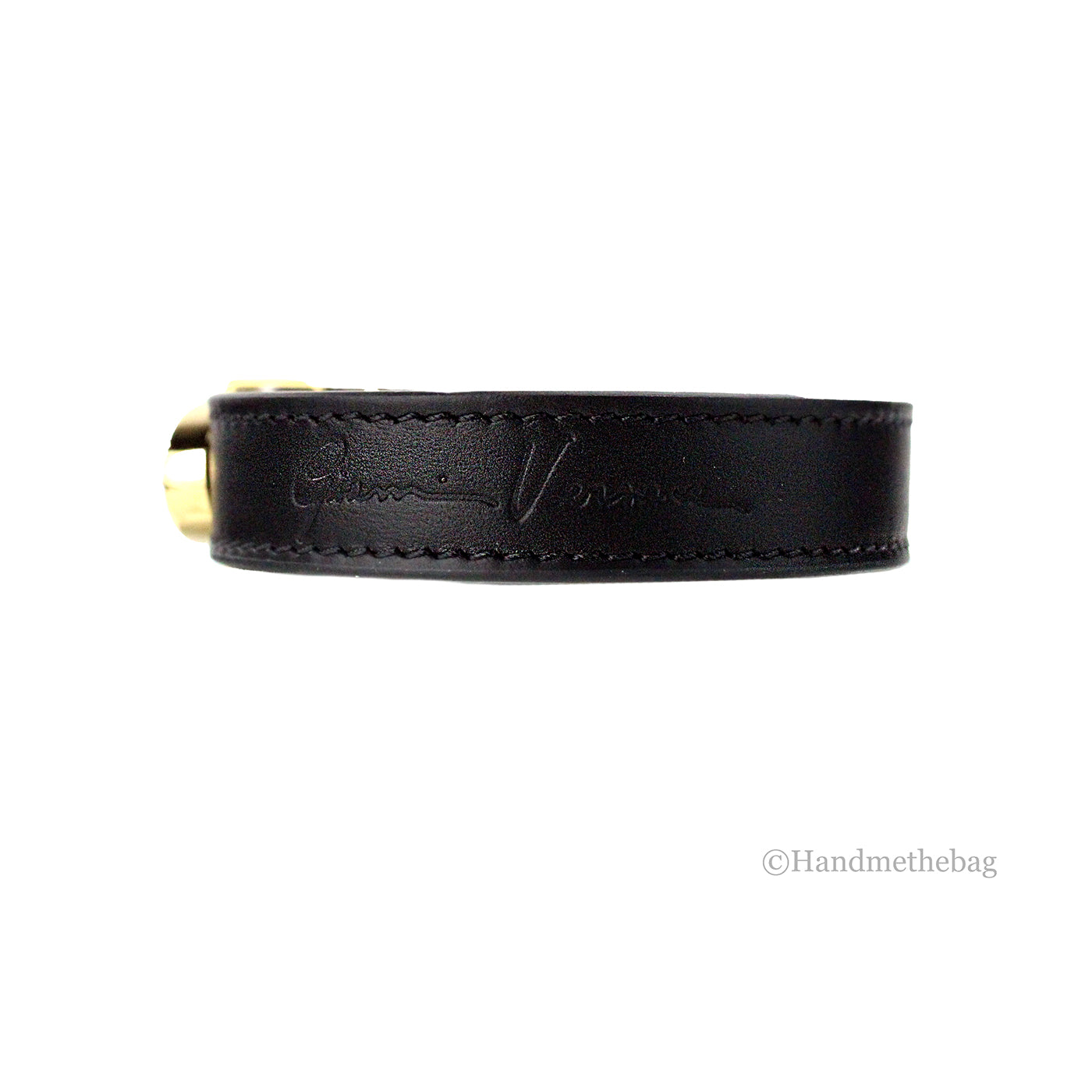 Versace Medusa Western Black Leather Gold Brass Buckle Bracelet LadyShow.Store