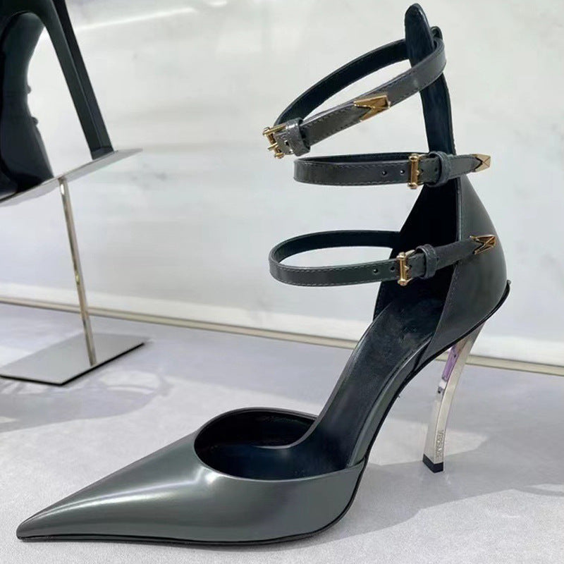 Women's Pointed Patent Leather High Heel Sandals Best YouTube Store