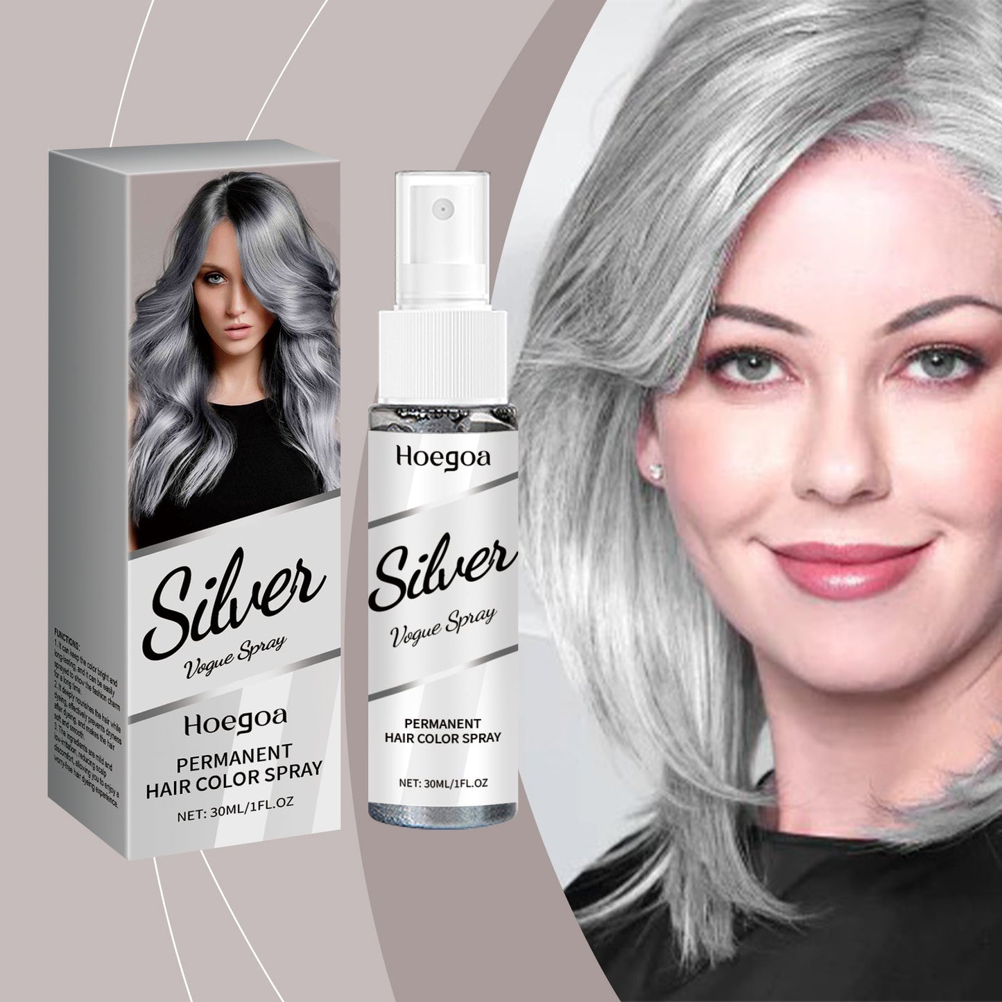 Silver Gray Hair Dye Spray 30ml Tri Light Beauty