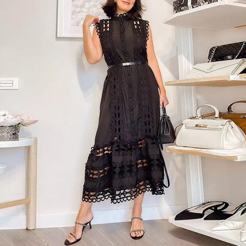 Personality French Embroidery Stitching Dress Women NorixaFashion.com