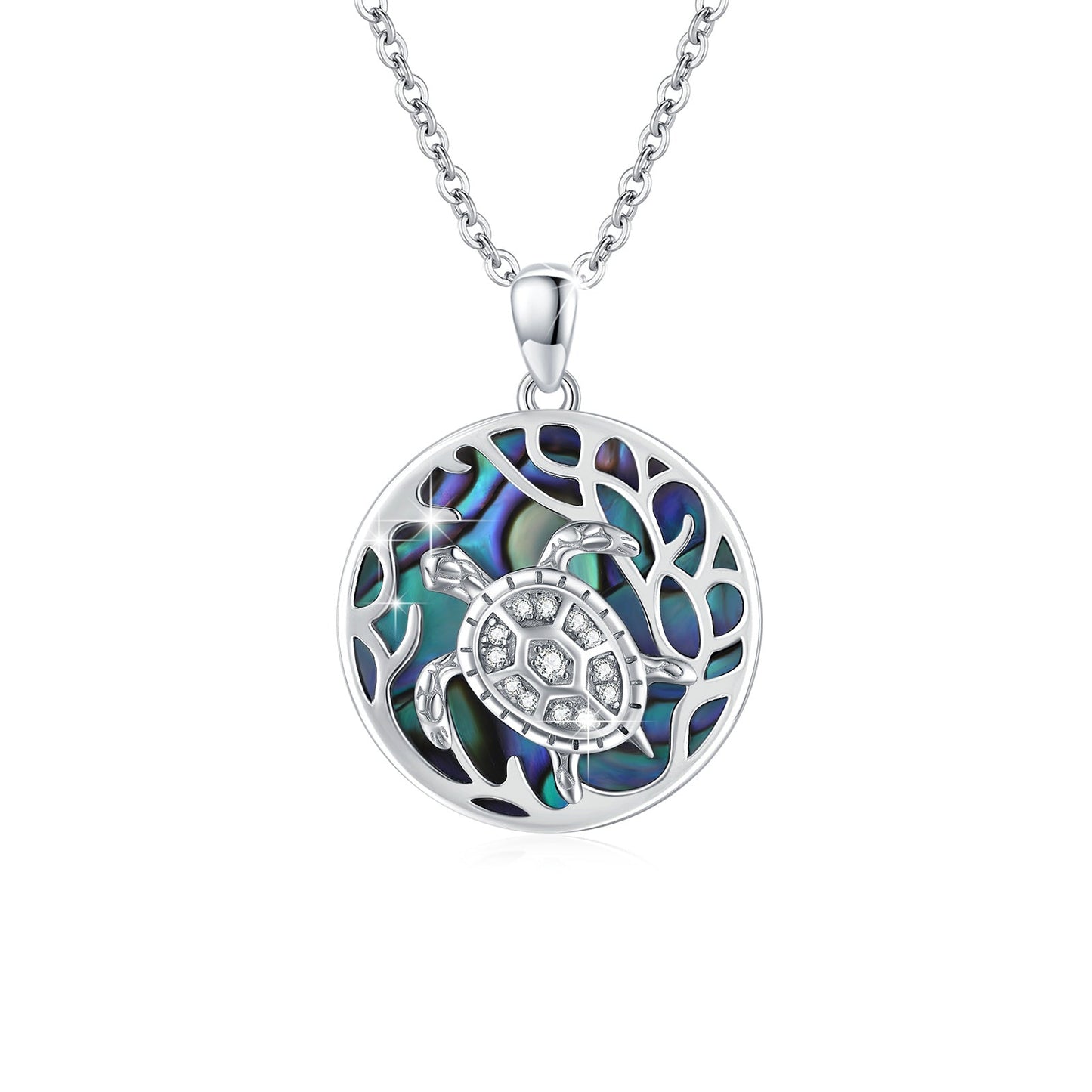 925 Sterling Silver Abalone Shell Turtle Pendant Necklace for Women and Ocean Enthusiasts LadyShow.Store