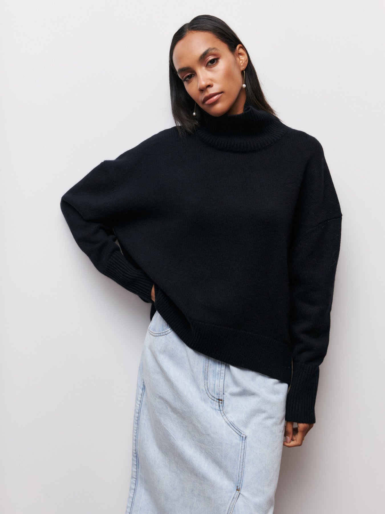Winter Turtleneck Sweater Ins Solid Color Long Sleeve Pullover Top Women's Clothing LadyShow.Store
