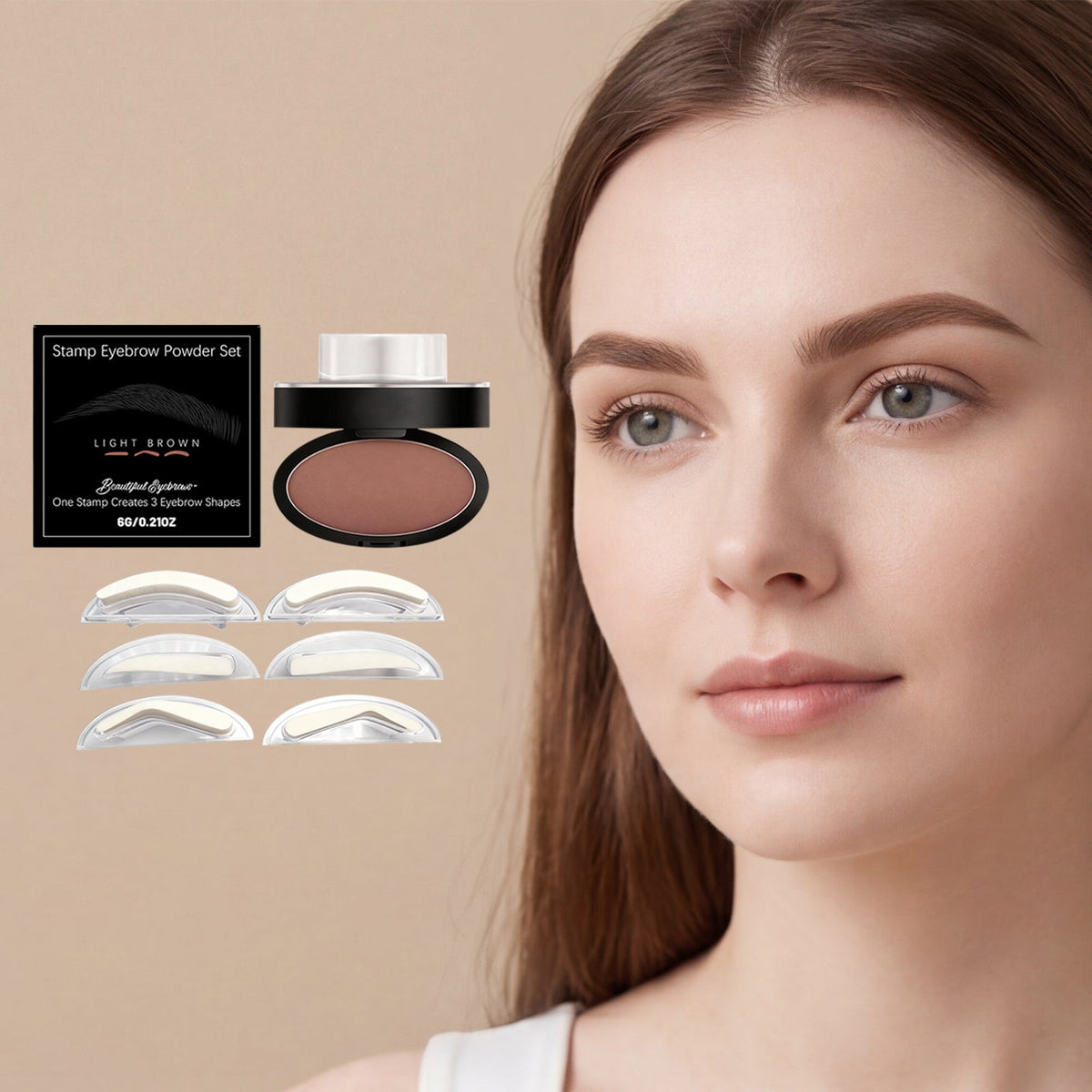Three Dimensional Natural Filling Eyebrow Shape Eyebrow Makeup Smooth Texture Easy To Use Waterproof Seal Eyebrow Powder Set Light Brown 6g 1 Box Tri Light Beauty