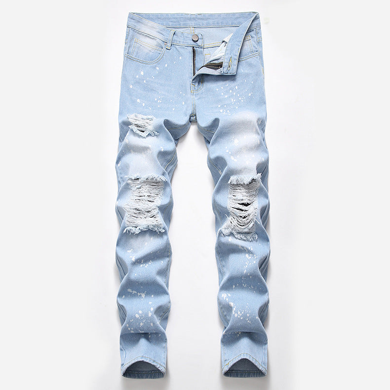 Men's Ripped Denim Jeans - Summer Casual Straight Fit Pi-Mart