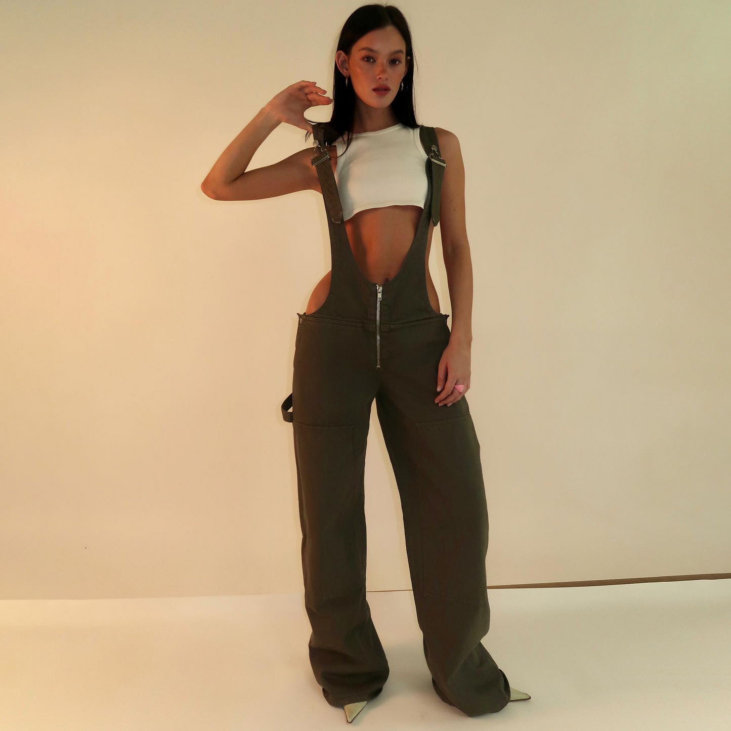 Loose Fit Denim Overalls Pi-Mart