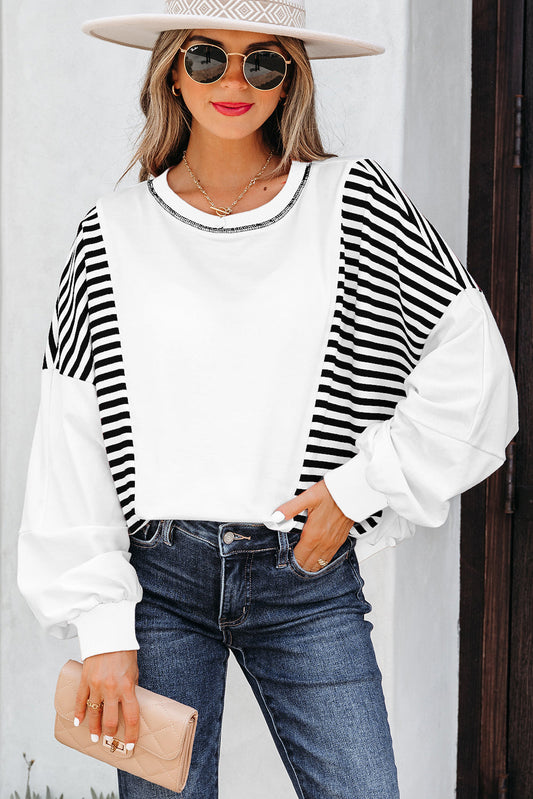 Clare Contrast Stitching Oversize Sweatshirt LuxuryLifeWay Online Store