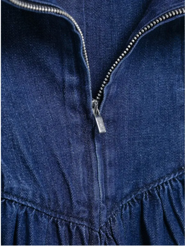 Women's Stylish Denim Midi Dress Pi-Mart