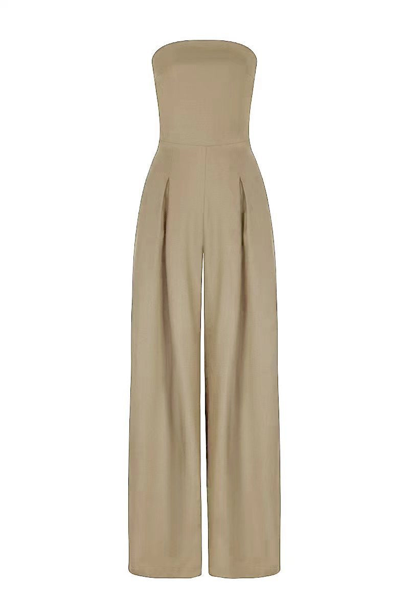 Loose Tube-top Jumpsuit Ins Fashion Backless Wide Leg Long Pants Overalls Women's Clothing LadyShow.Store
