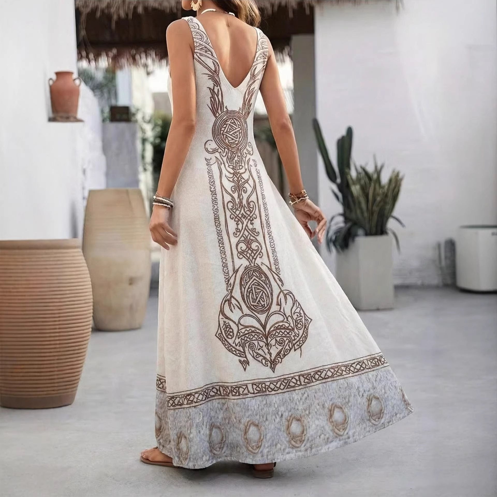White Bohemian Style Dress For Women NorixaFashion.com