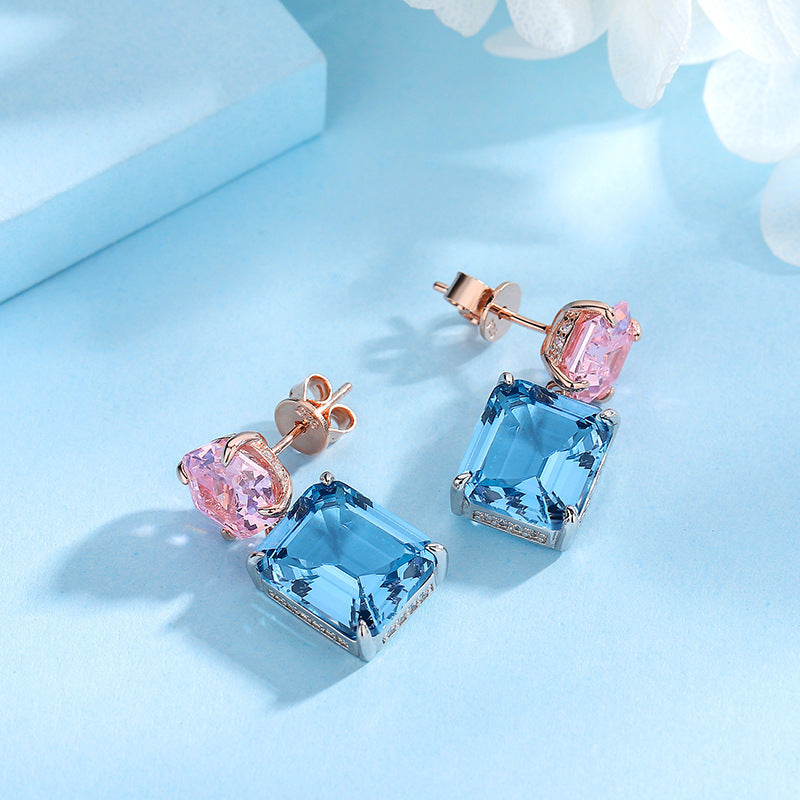 S925 Silver Pagoda Sapphire Earrings LadyShow.Store