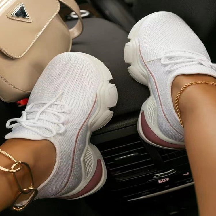 Sneakers Flying Woven Mesh Shoes Breathable Running Dad Shoes LadyShow.Store