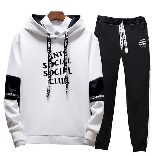 Hooded sweatshirt sports and leisure suit