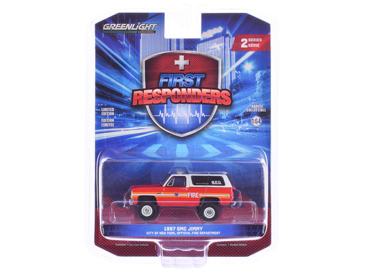 1987 GMC Jimmy "FDNY (The Official Fire Department City of New York) M.E.U. (Medical Equipment Unit)" Red and White "First Responders" Series 2  1/64 Diecast Model Car by Greenlight LuxuryLifeWay Online Store