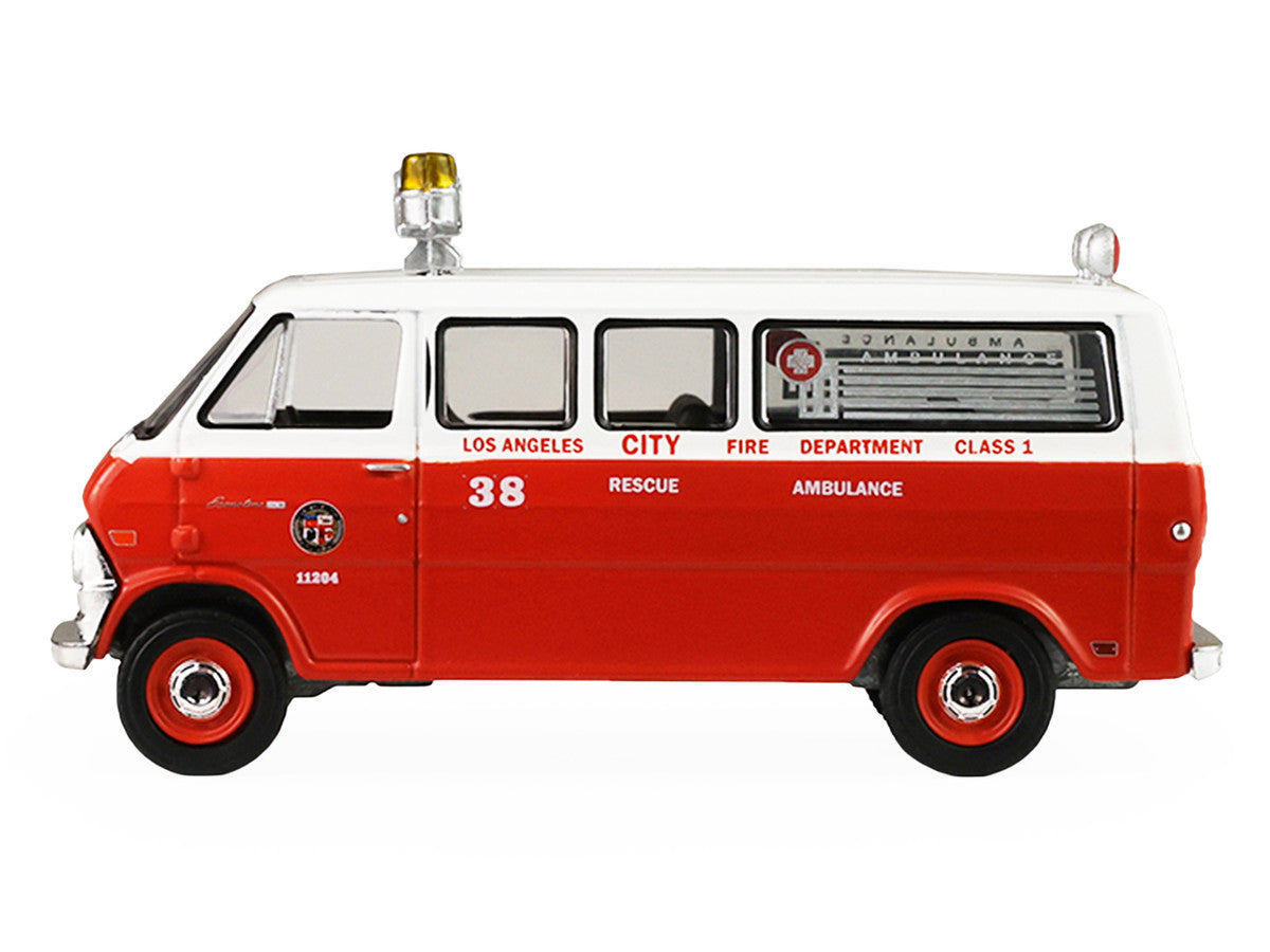 1969 Ford Econoline Ambulance "Los Angeles Fire Department" Red and White "Fire & Rescue" Series #5 1/64 Diecast Model Car by Greenlight LuxuryLifeWay Online Store
