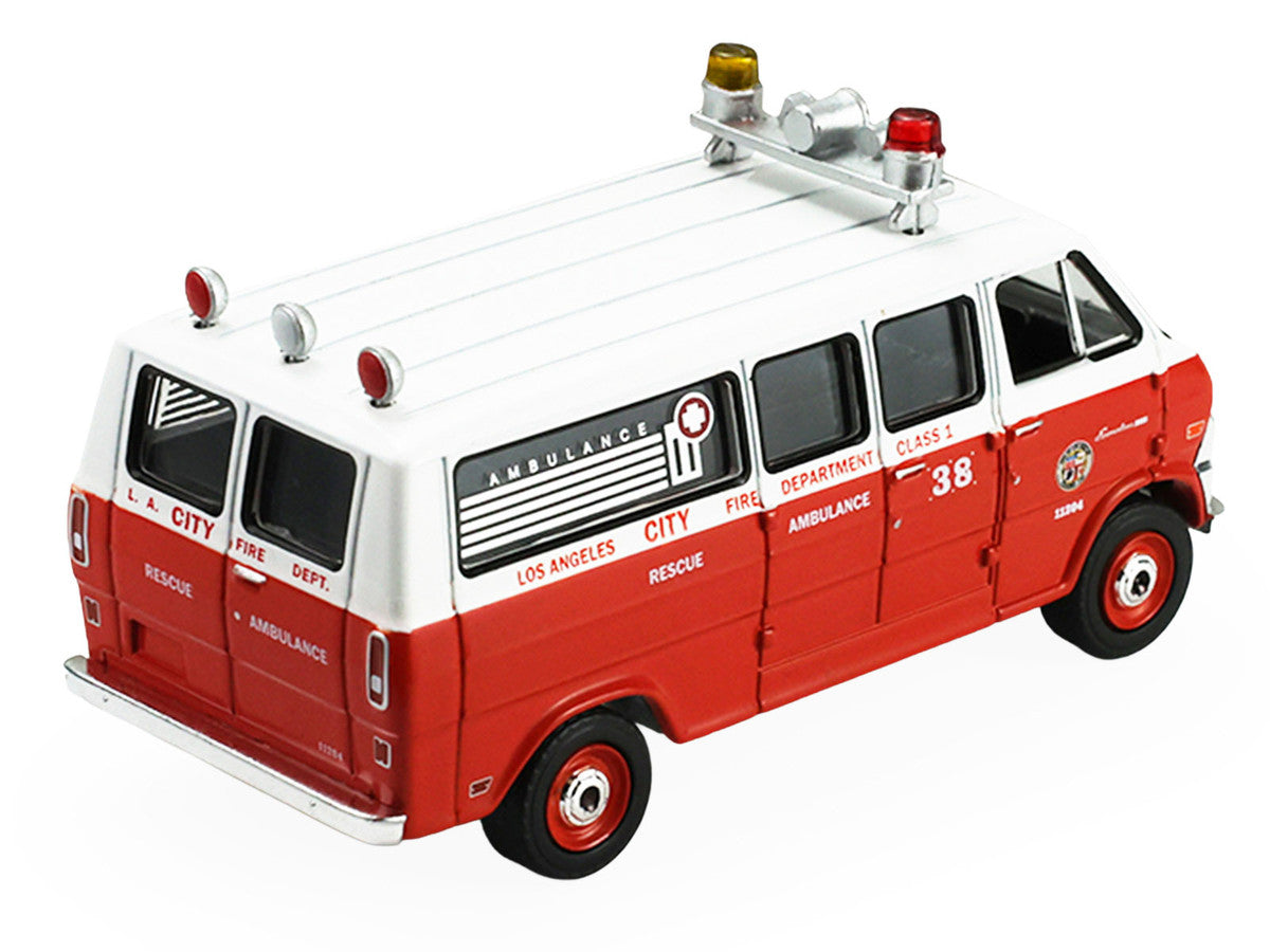 1969 Ford Econoline Ambulance "Los Angeles Fire Department" Red and White "Fire & Rescue" Series #5 1/64 Diecast Model Car by Greenlight LuxuryLifeWay Online Store