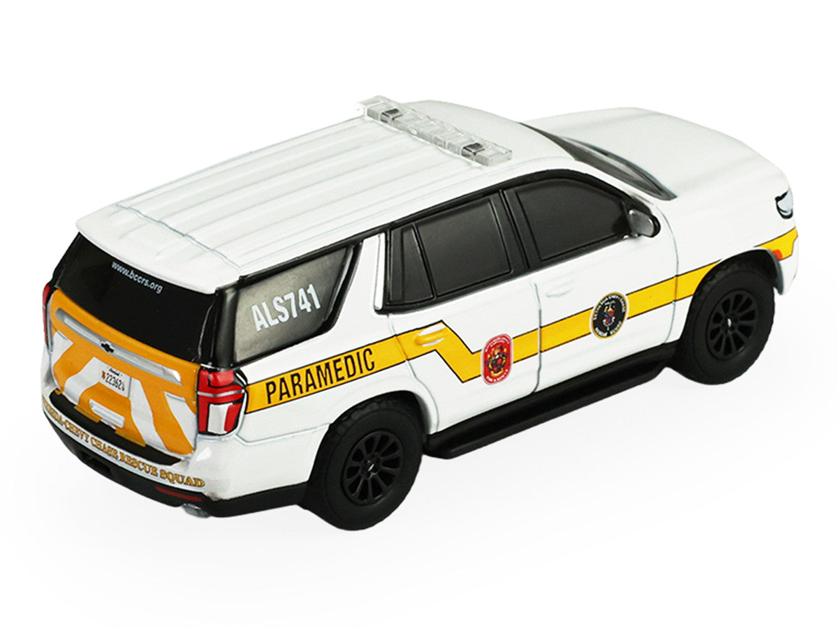 2024 Chevrolet Tahoe "Montgomery County Maryland Fire & Rescue Bethesda-Chevy Chase Rescue Squad" White with Yellow Stripes "Fire & Rescue" Series #5 1/64 Diecast Model Car by Greenlight LuxuryLifeWay Online Store