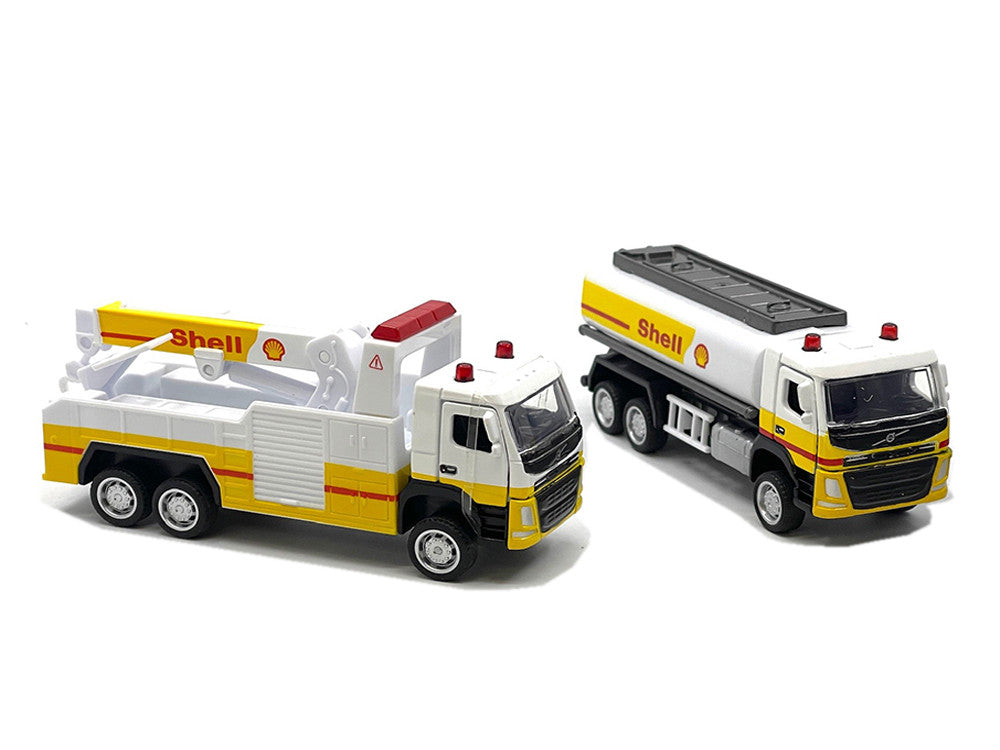 Shell Gas Station Playset with Volvo Oil Tanker and Volvo Tow Truck Diorama Set LuxuryLifeWay Online Store