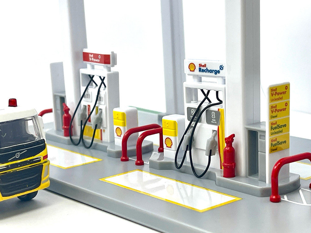 Shell Gas Station Playset with Volvo Oil Tanker and Volvo Tow Truck Diorama Set LuxuryLifeWay Online Store