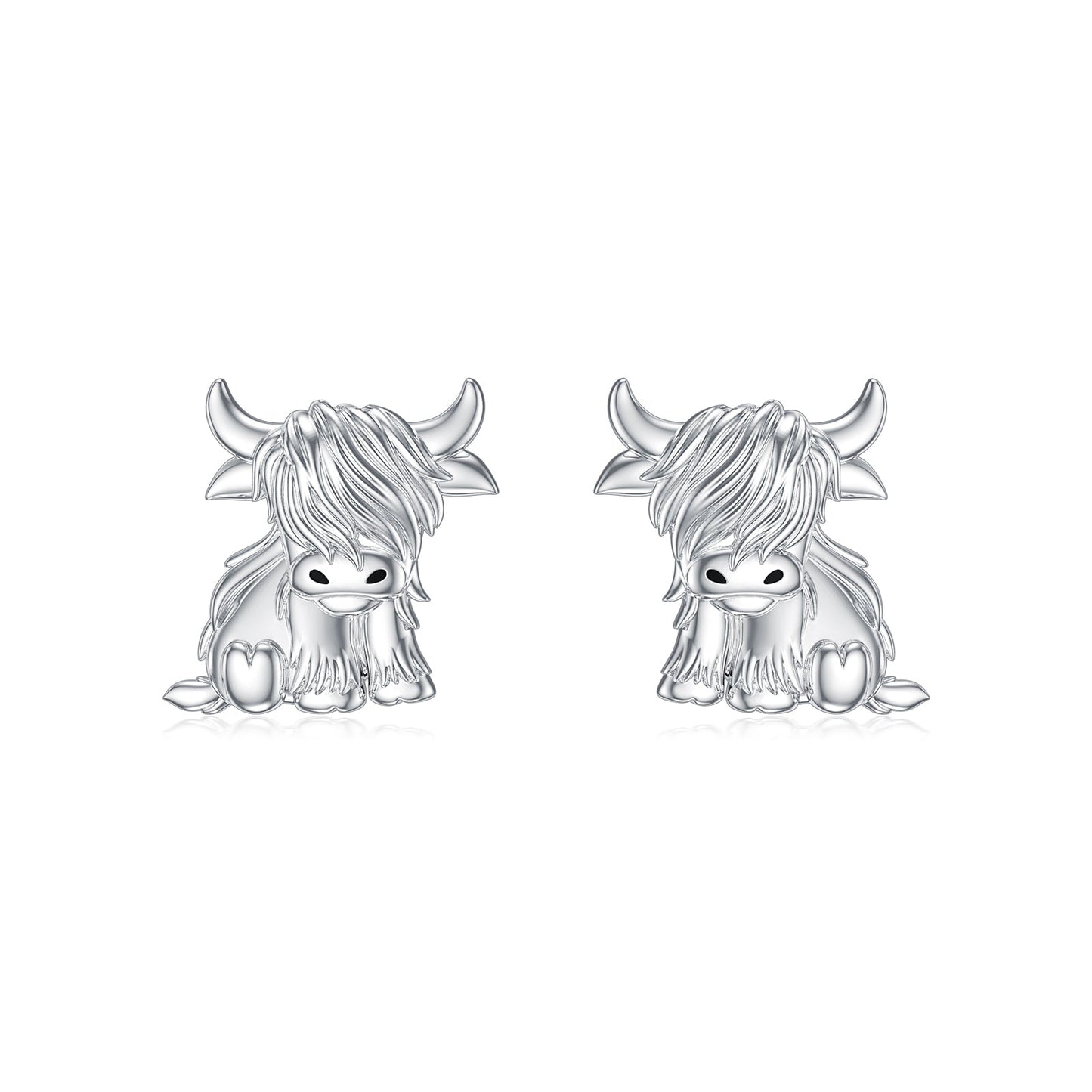Highland Cow Earrings 925 Sterling Silver Cow Studs Earrings Highland Cow Jewelry Gifts LadyShow.Store