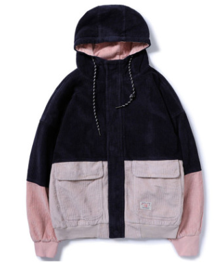 Spring Loose Cotton Corduroy Hooded Jacket for Women Pi-Mart
