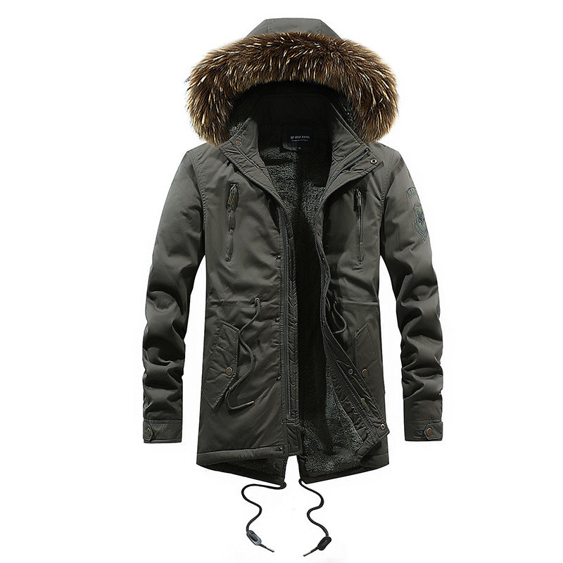Men's Mid-length Cotton Coat With Big Fur Collar Best YouTube Store