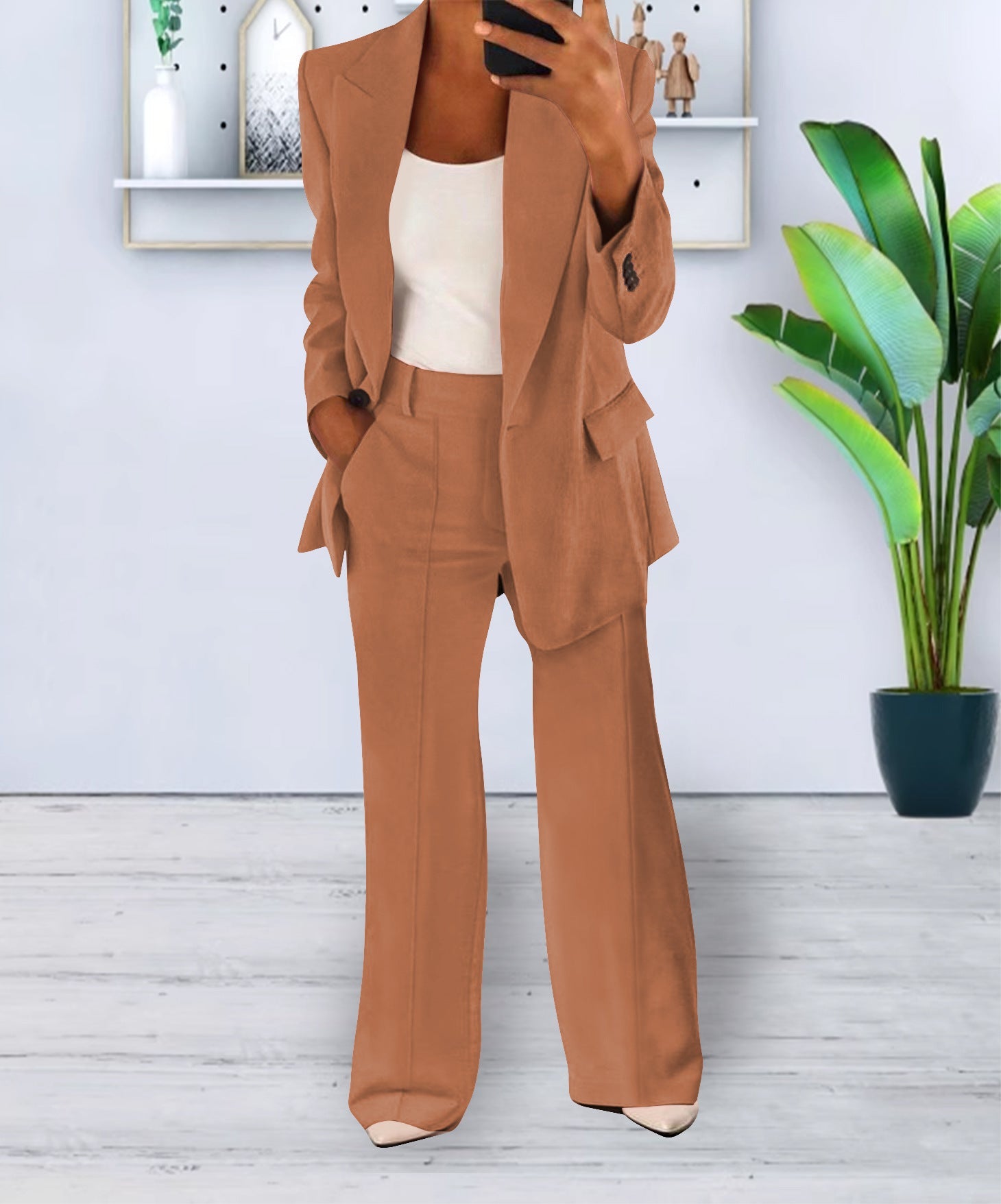 Women's Casual Blazer Suit  Two Piece Business Office Wear Set Fit Jacket And Pants NorixaFashion.com