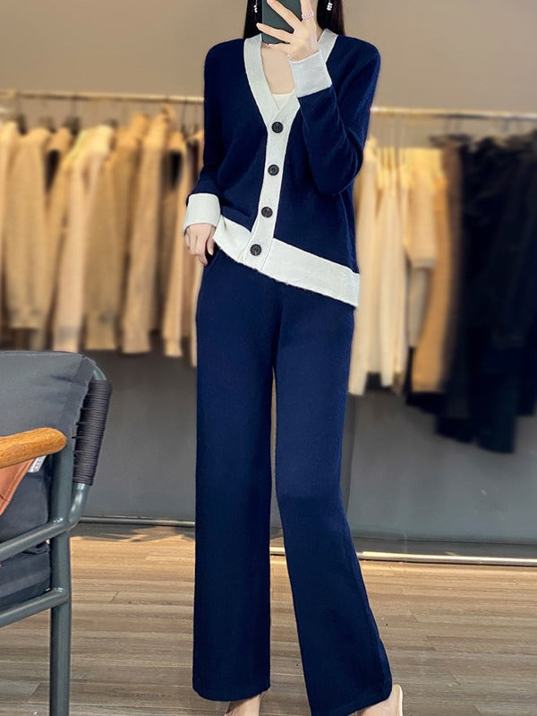Casual Knitted Wool Two-piece Women's Clothing Loose Best YouTube Store