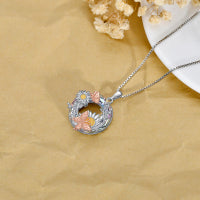 Crystal Sunflower Butterfly Necklace in Rose Gold and Gold Plated Sterling Silver LadyShow.Store