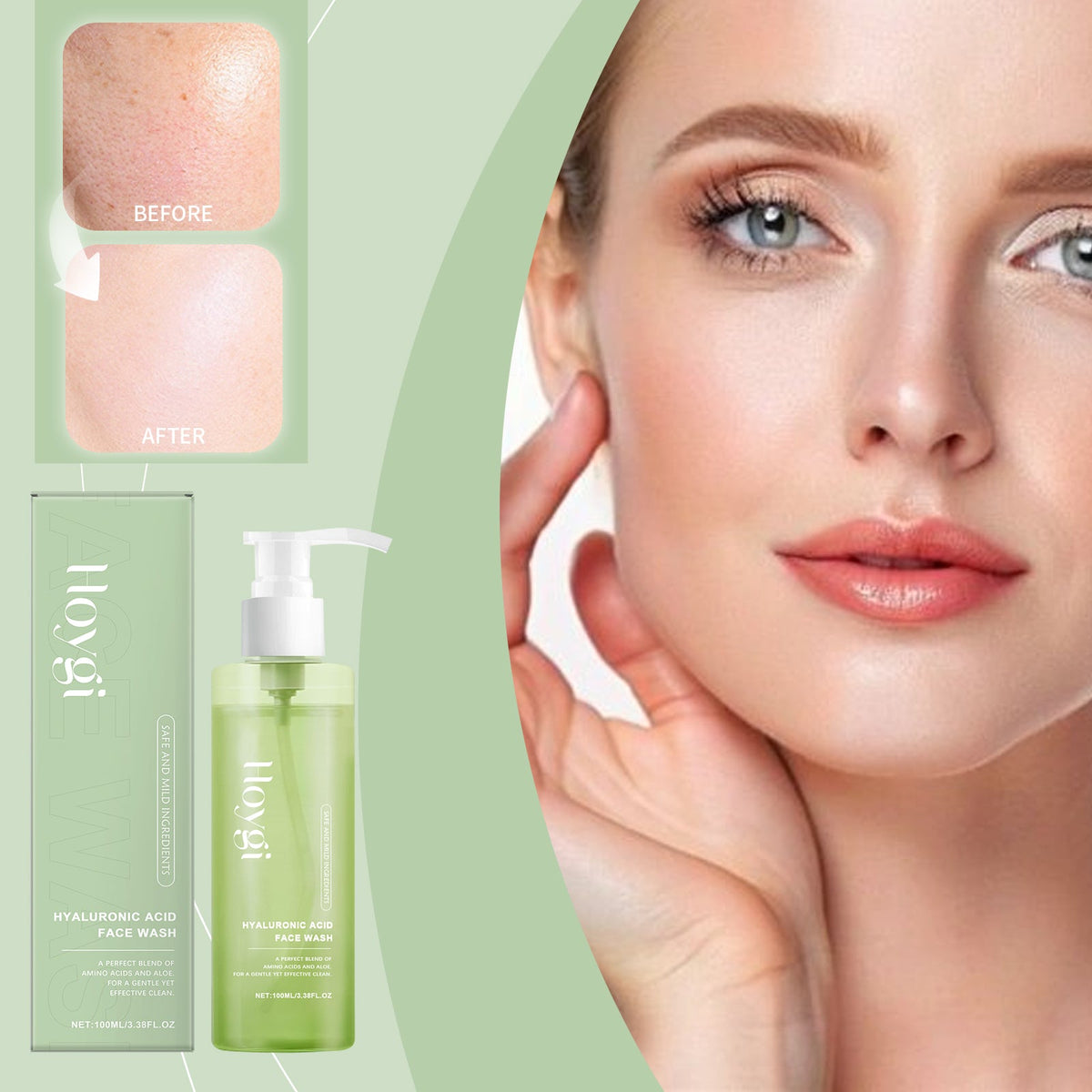 Cleansing Pores, Cleansing Facial Skin, Refreshing, Moisturizing, Smooth, Hyaluronic Acid Mild Cleansing Gel 1 0 0ml 1 Box Tri Light Beauty