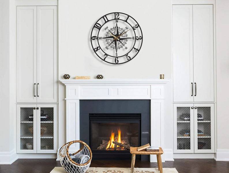 Creative Simple Compass Wall Clock Home Decoration PearlNestDecor.com