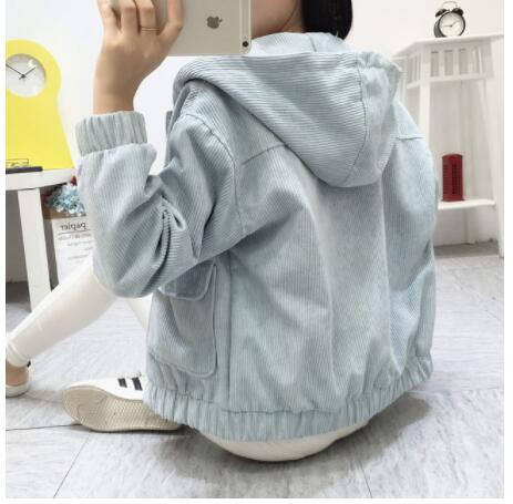 New Korean-style Hooded Corduroy Jacket, Short & Thick Pi-Mart