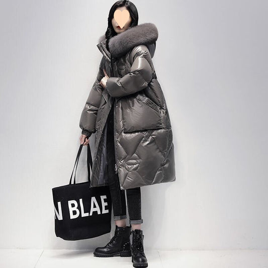 Korean Style Loose Plus Size Thickened Padded Jacket Women's Hooded Large Fur Collar Best YouTube Store