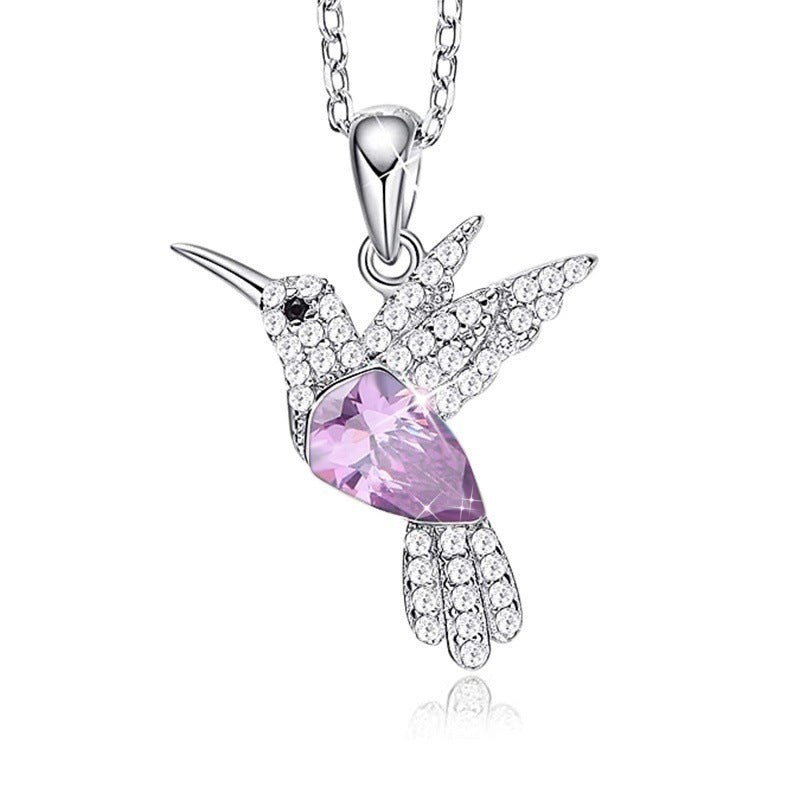 Hummingbird Jewelry Set Silver Plated Chain Necklace Stud LadyShow.Store