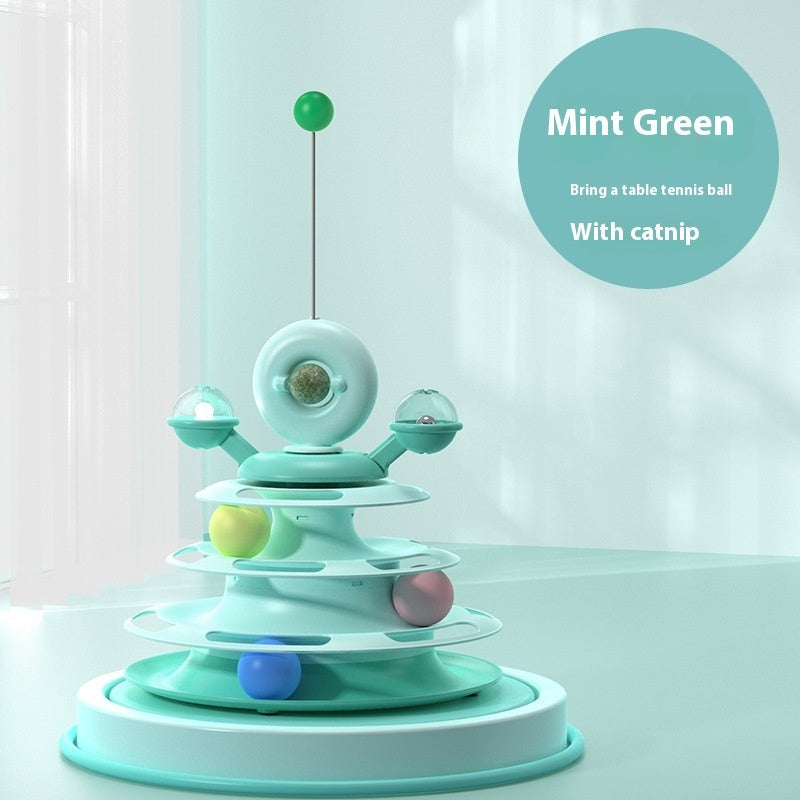 4 Levels Cat Toy Tower Turntable Roller Balls Toys Interactive Intelligence Pets Toys Training Track Puzzle Funny Games Accessories Pet Products Pets Fashion