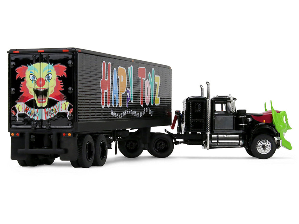 White Western Star 4800 with Green Goblin Head and 40' Vintage Trailer Black with Graphics "Maximum Overdrive" (1986) Movie 40th Anniversary 1/64 Diecast Model by DCP/First Gear LuxuryLifeWay Online Store
