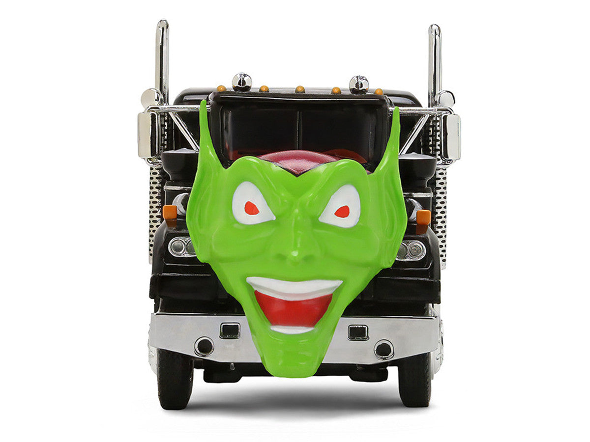 White Western Star 4800 with Green Goblin Head and 40' Vintage Trailer Black with Graphics "Maximum Overdrive" (1986) Movie 40th Anniversary 1/64 Diecast Model by DCP/First Gear LuxuryLifeWay Online Store