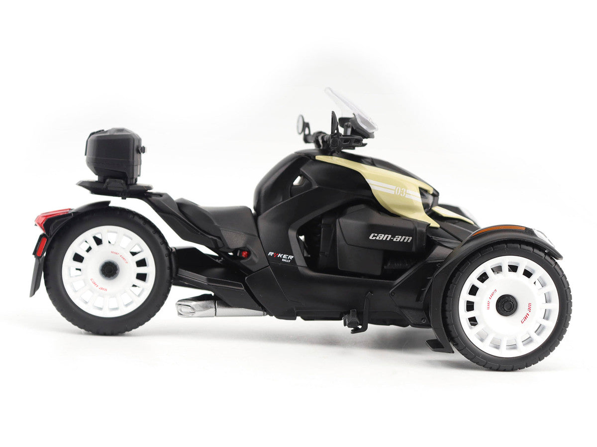 Can-Am Ryker Rally 3-Wheel Motorcycle Sand Storm and Black 1/12 Diecast Model by BRP Models LuxuryLifeWay Online Store