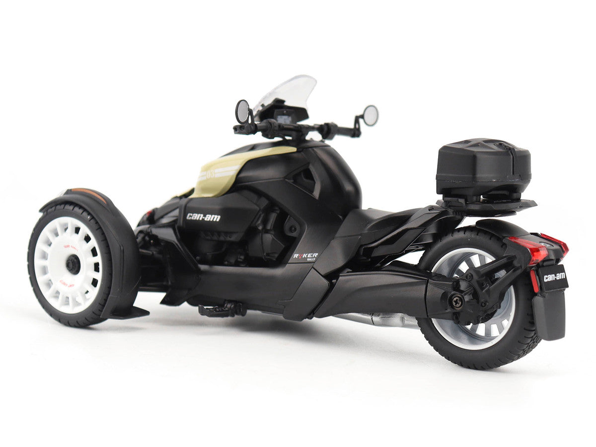 Can-Am Ryker Rally 3-Wheel Motorcycle Sand Storm and Black 1/12 Diecast Model by BRP Models LuxuryLifeWay Online Store